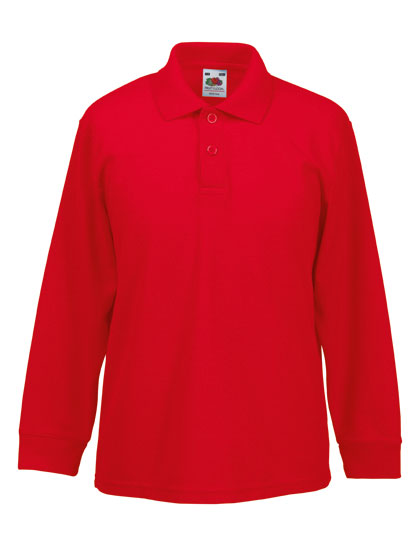Fruit of the Loom Kids Long Sleeve 65/35 Polo bedrukken - Afbeelding 2