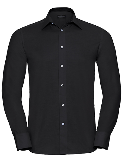 Russell Collection Tailored Oxford Shirt- LSL bedrukken - Afbeelding 2