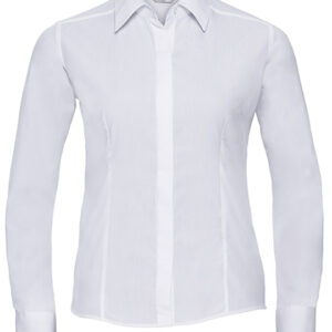 Russell Collection Ladies Fitted Poplin Shirt- LSL bedrukken