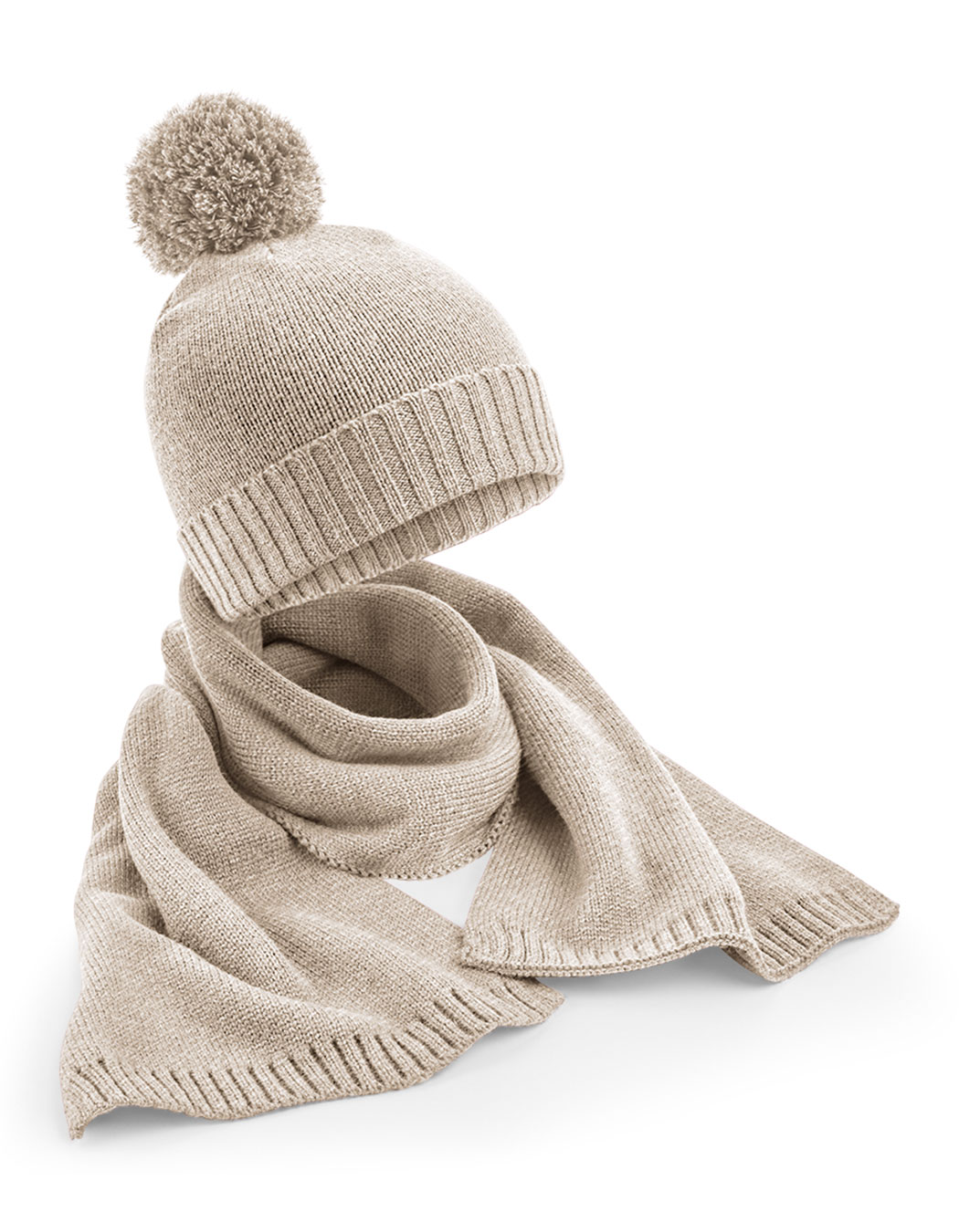 Beechfield Knitted Scarf and Beanie Gift Set bedrukken - Afbeelding 3