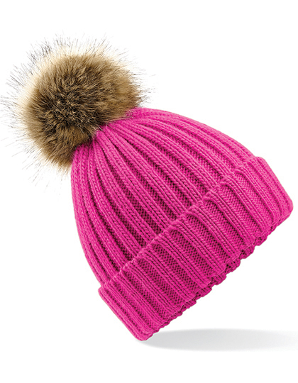 Beechfield Faux Fur Pop Pom Chunky Beanie bedrukken - Afbeelding 3