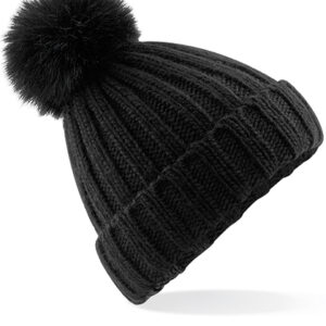 Beechfield Verbier Faux Fur Pop Pom Chunky Beanie bedrukken