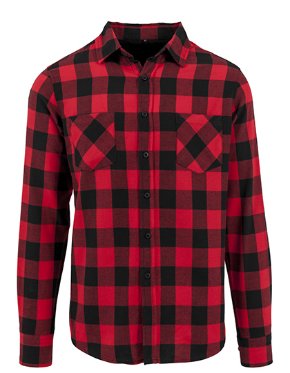 Build Your Brand Checked Flannel Shirt bedrukken