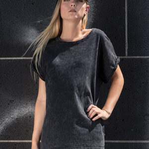 Build Your Brand Ladies´ Acid Washed Extended Shoulder Tee bedrukken
