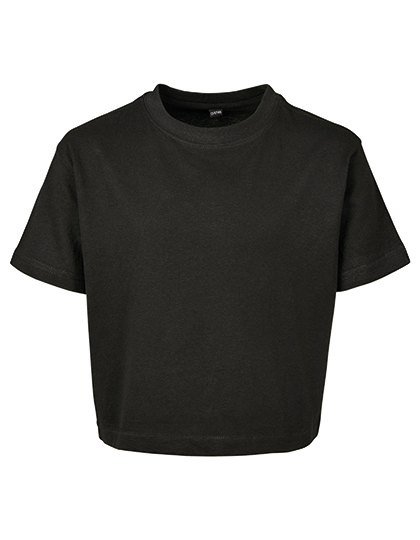 Build Your Brand Girls Cropped Jersey Tee bedrukken