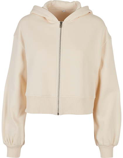 Build Your Brand Ladies Short Oversized Zip Jacket bedrukken - Afbeelding 2