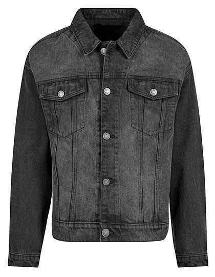Build Your Brand Heavy Ounce Boxy Denim Jacket bedrukken