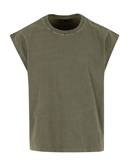 Build Your Brand Vintage Cropped Heavy Sleeveless Tee bedrukken - Afbeelding 3