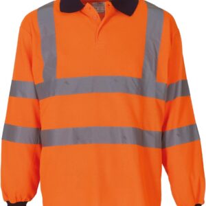 YOKO High Visibility Long Sleeve Polo Shirt bedrukken