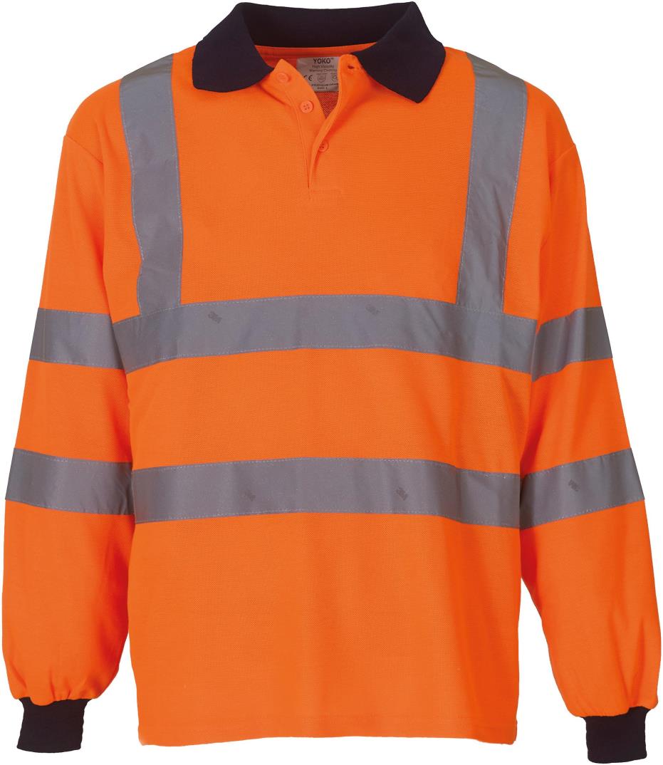 YOKO High Visibility Long Sleeve Polo Shirt bedrukken