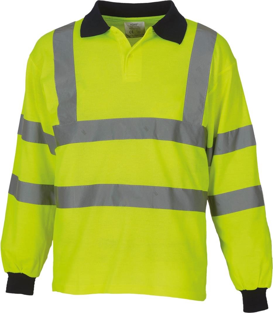 YOKO High Visibility Long Sleeve Polo Shirt bedrukken - Afbeelding 2