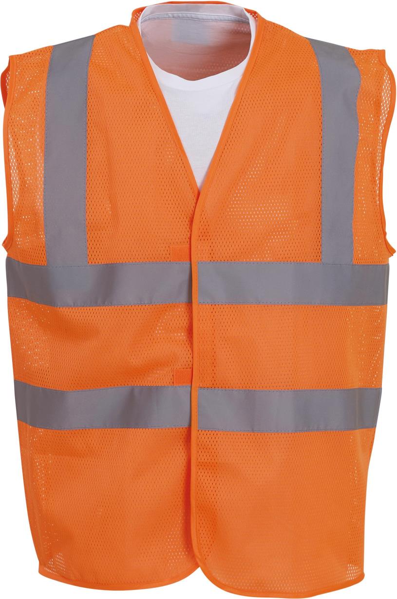 YOKO Signalisatie top koel open gaas 2 banden en bretels vest gerecycleerd bedrukken - Afbeelding 3