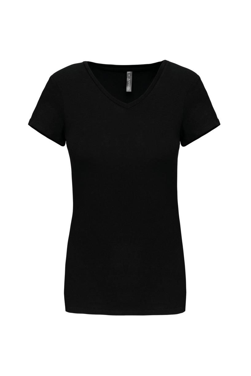 Kariban Dames-t-shirt V-hals korte mouwen bedrukken