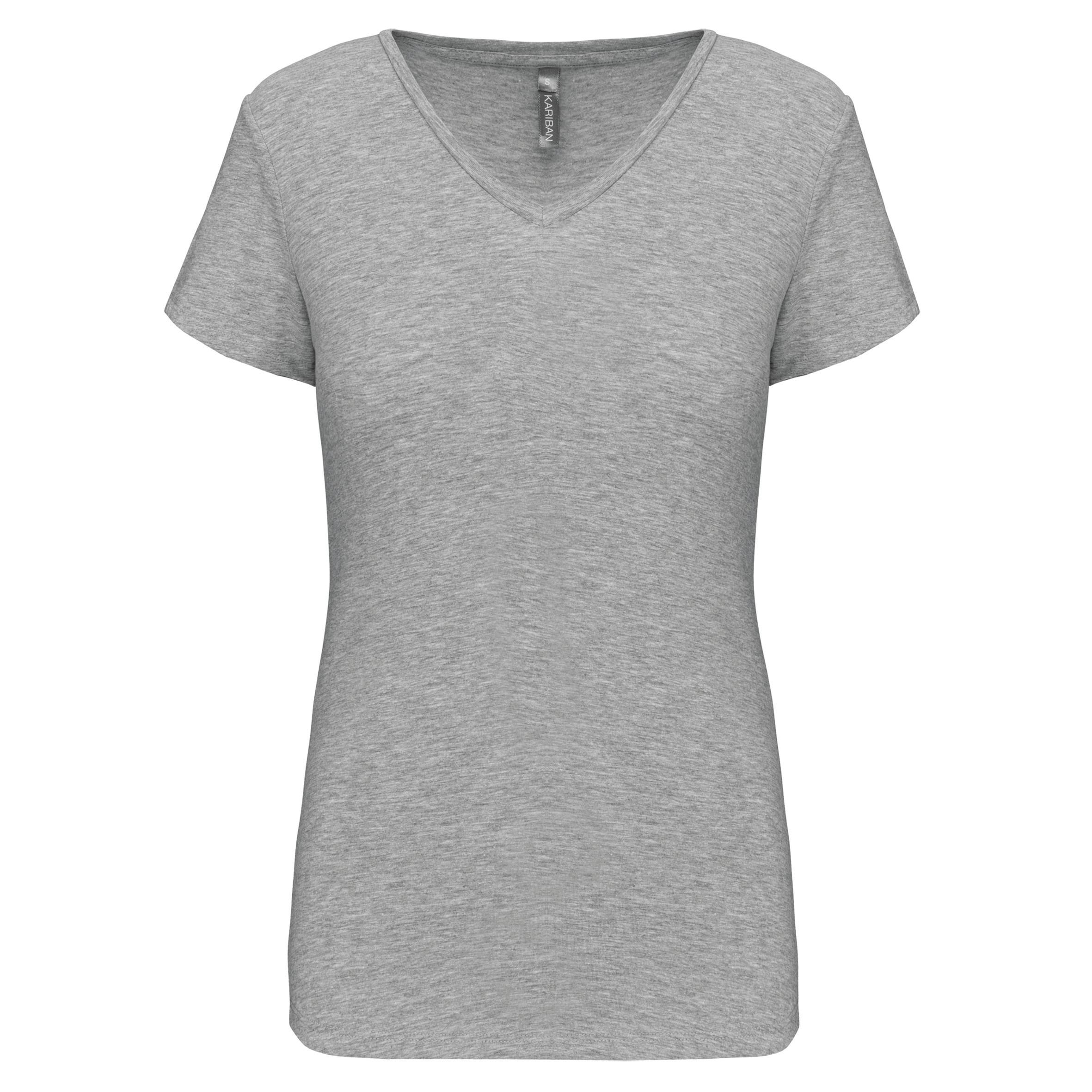 Kariban Dames-t-shirt V-hals korte mouwen bedrukken - Afbeelding 2