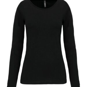 Kariban Dames-t-shirt ronde hals lange mouwen bedrukken