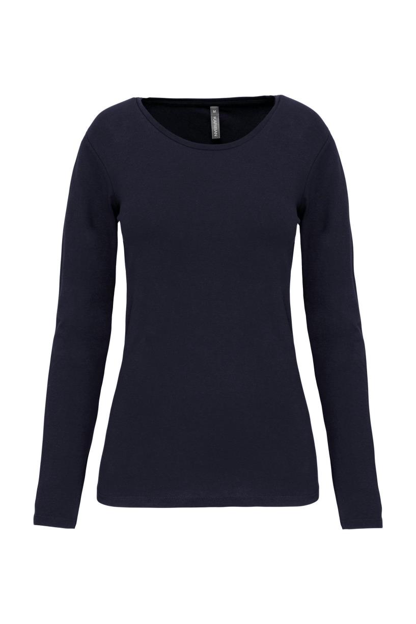 Kariban Dames-t-shirt ronde hals lange mouwen bedrukken - Afbeelding 3