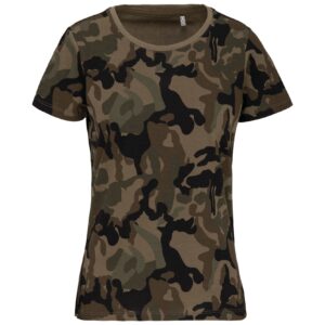 Kariban Dames-t-shirt camo korte mouwen bedrukken