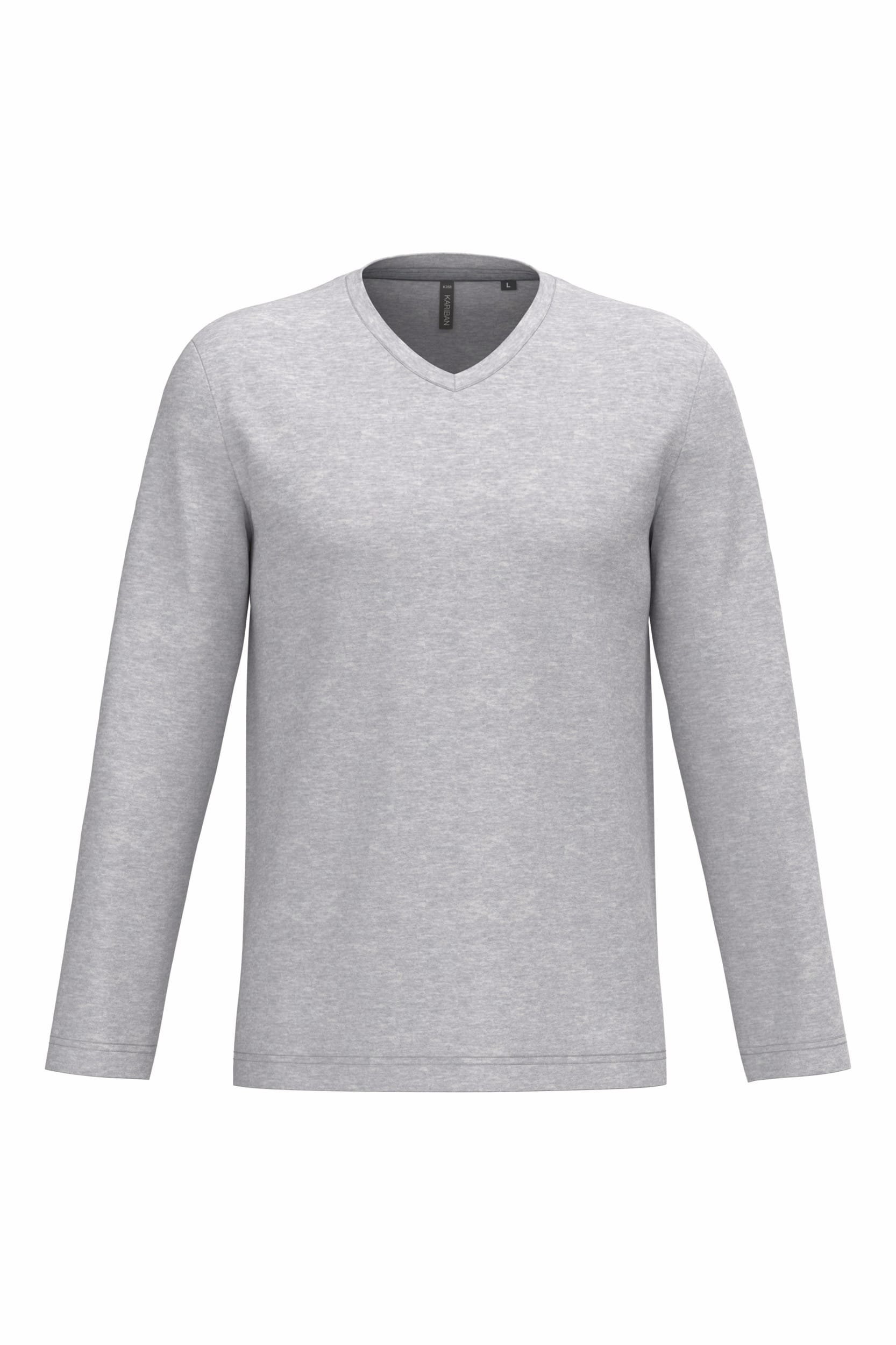 Kariban T-shirt V-hals lange mouwen bedrukken
