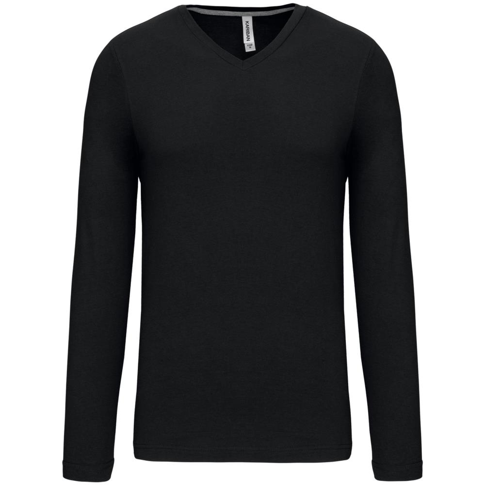 Kariban T-shirt V-hals lange mouwen bedrukken - Afbeelding 2