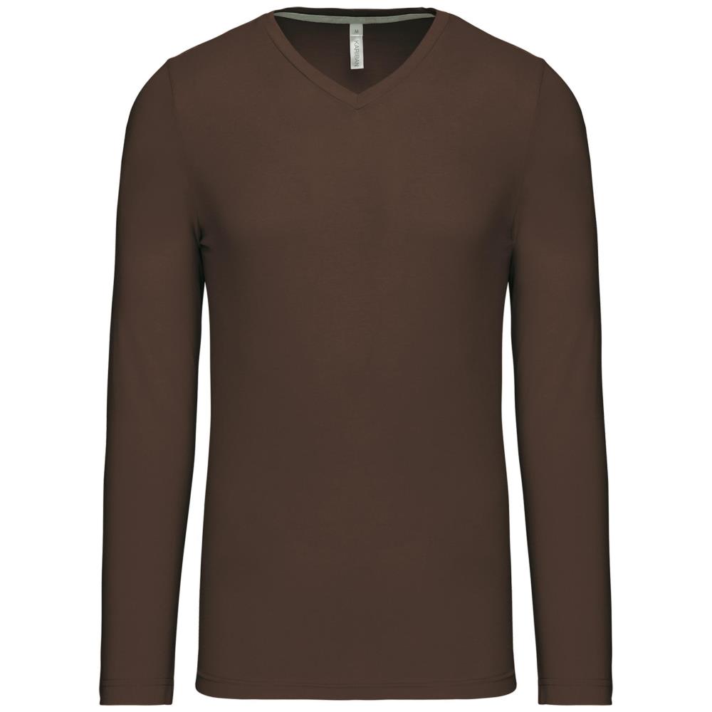 Kariban T-shirt V-hals lange mouwen bedrukken - Afbeelding 3