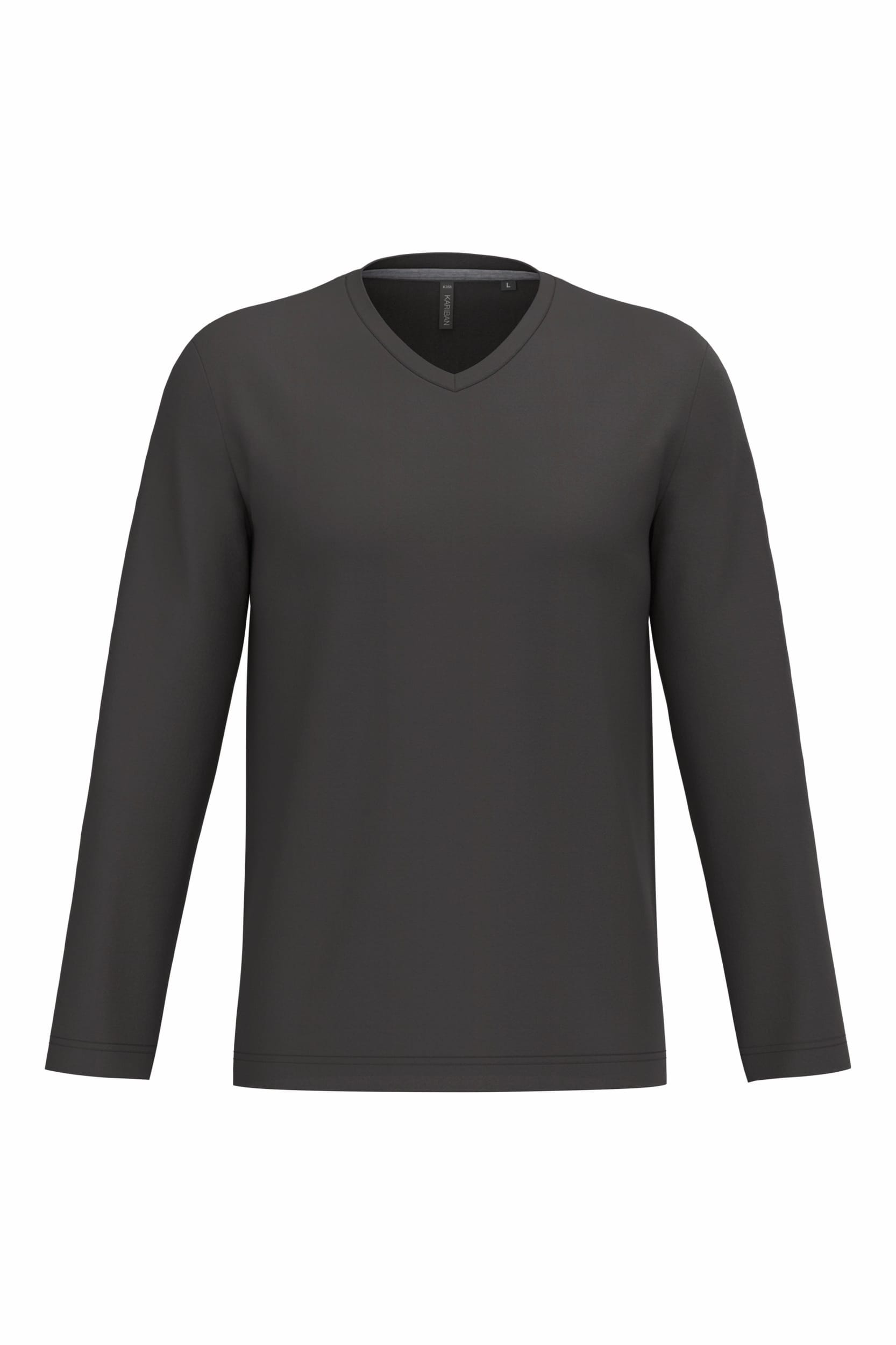 Kariban T-shirt V-hals lange mouwen bedrukken - Afbeelding 4