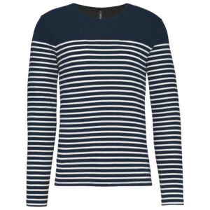 Kariban Gestreept heren-t-shirt lange mouwen bedrukken