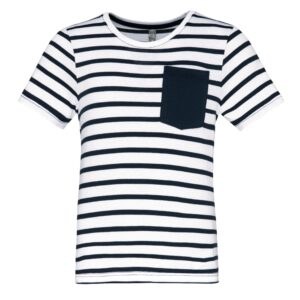 Kariban Gestreept T-shirt met zak en korte mouwen kids bedrukken