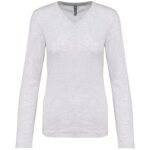 Kariban Dames t-shirt V-hals lange mouwen bedrukken
