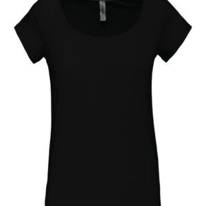 Kariban Dames-t-shirt korte mouwen met boothals bedrukken