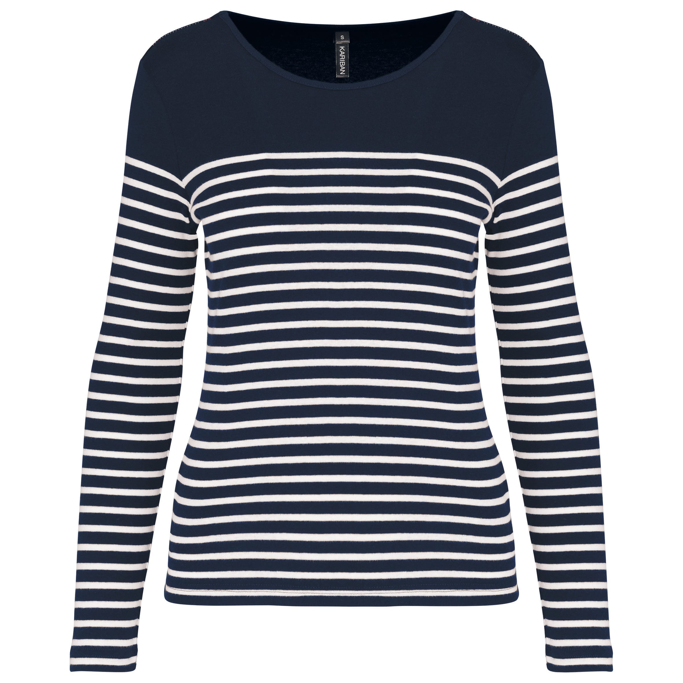 Kariban Gestreept dames-t-shirt lange mouwen bedrukken
