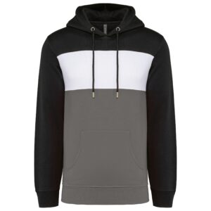 Kariban Driekleurige unisex sweater met capuchon bedrukken