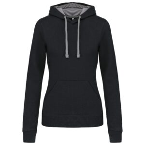 Kariban Damessweater met capuchon in contrasterende kleur bedrukken