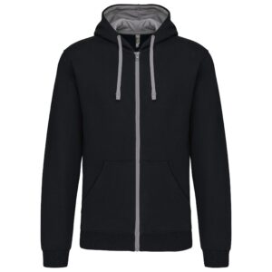 Kariban Herensweater met rits en capuchon in contrasterende kleur bedrukken