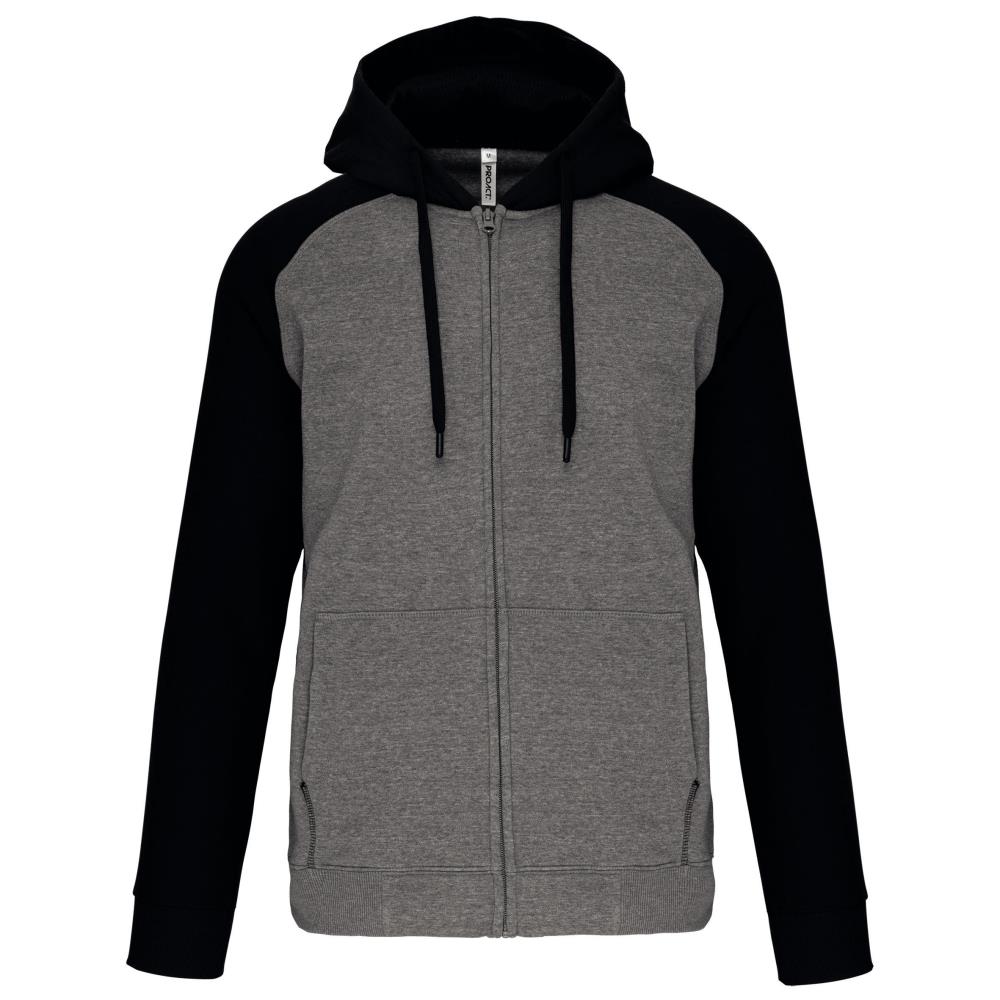 Proact Fleece met rits en tweekleurige capuchon unisex bedrukken