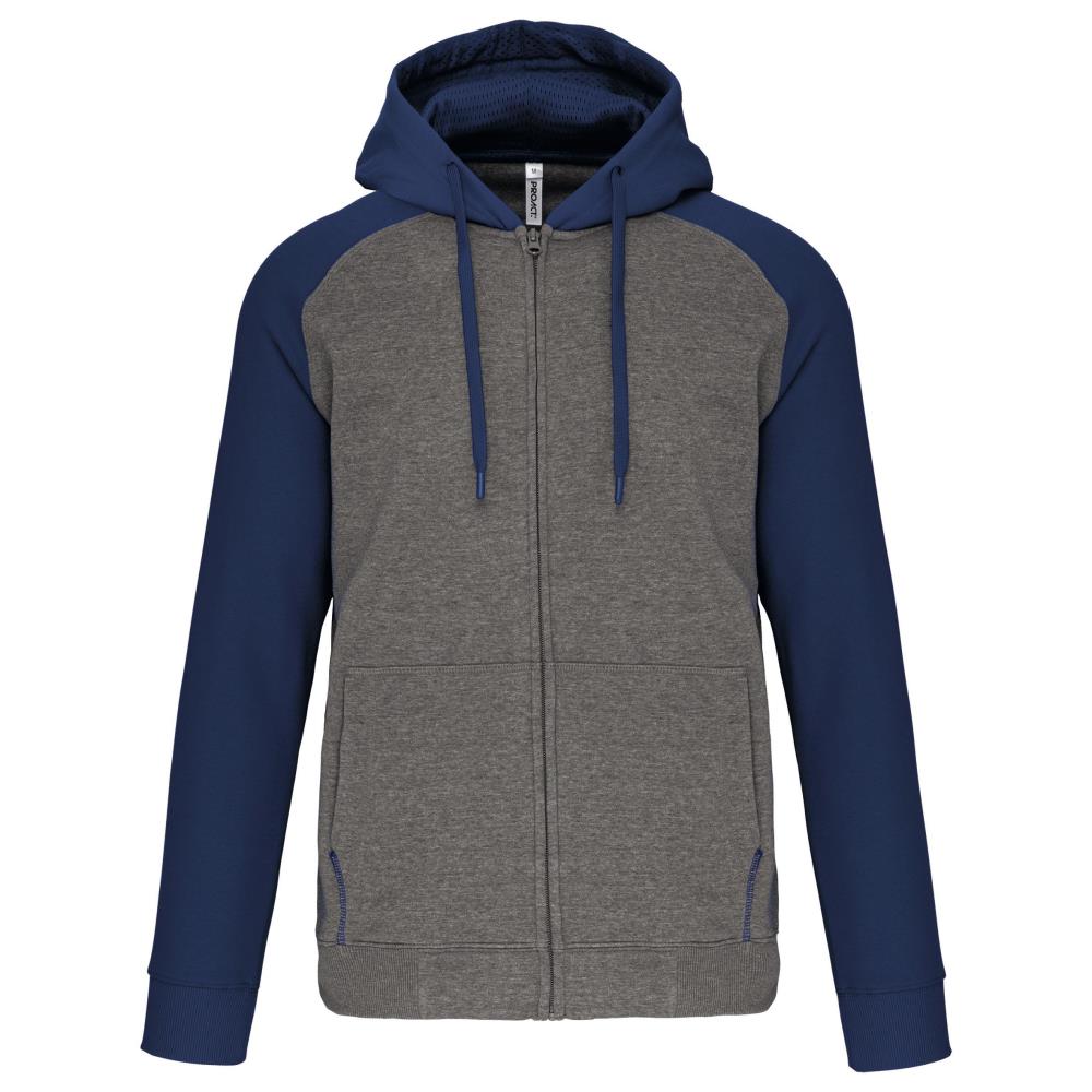 Proact Fleece met rits en tweekleurige capuchon unisex bedrukken - Afbeelding 2