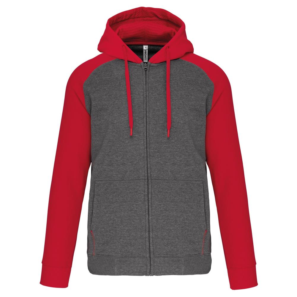 Proact Fleece met rits en tweekleurige capuchon unisex bedrukken - Afbeelding 3