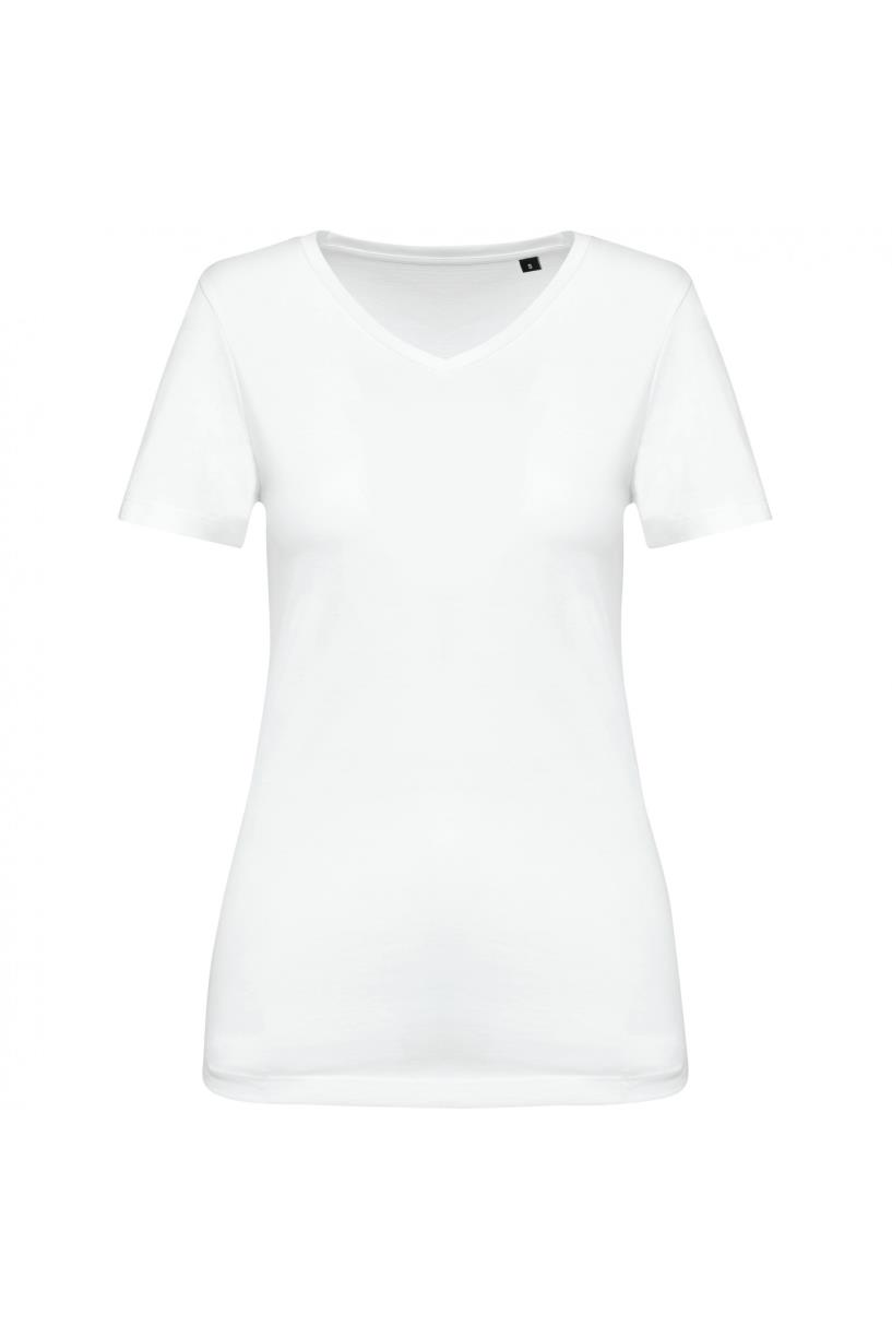 Kariban Supima® dames-T-shirt V-hals korte mouwen bedrukken - Afbeelding 3
