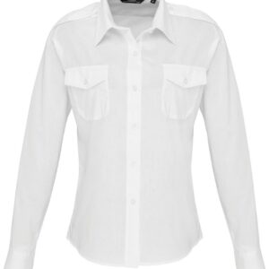Premier Ladies' Long Sleeve Pilot Shirt bedrukken