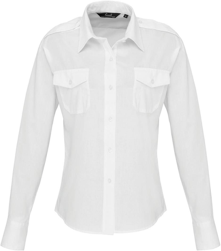 Premier Ladies' Long Sleeve Pilot Shirt bedrukken