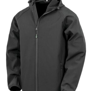 Result 3-laagse gerecycleerde softshell met capuchon voor heren bedrukken