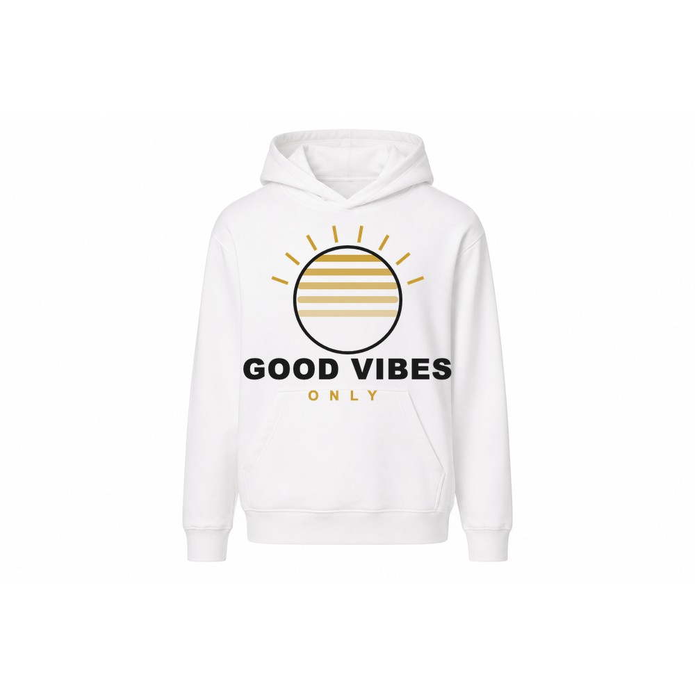 Good Vibes (Wit) Hoodie — positieve vibe