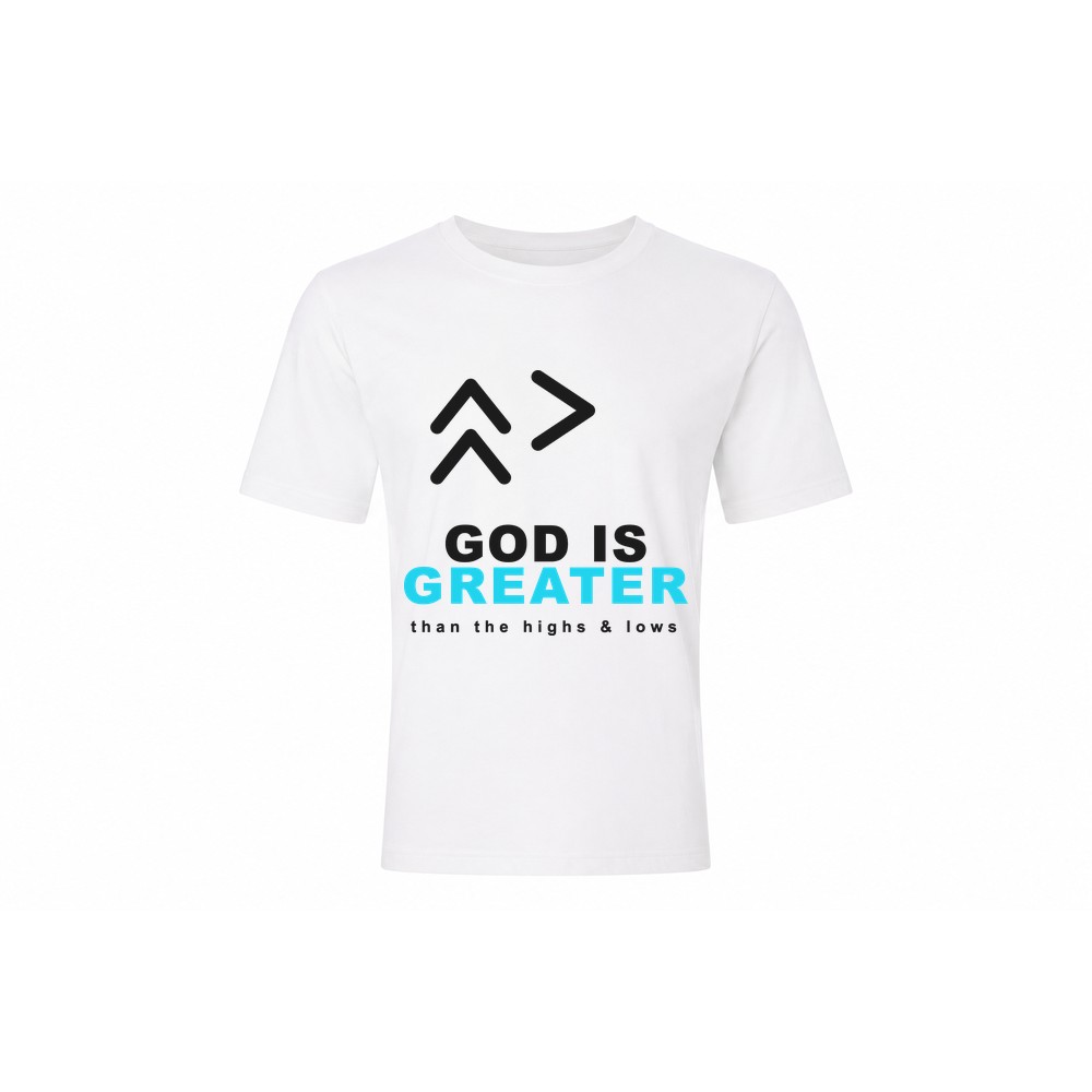 God is Greater T-shirt — christelijk design - Afbeelding 2