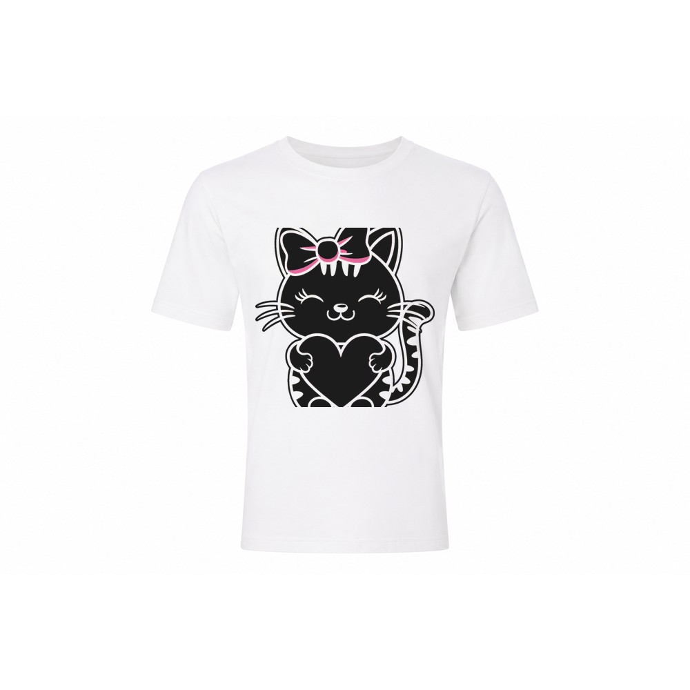 Kids Tee — Poesje met Strik - Afbeelding 2
